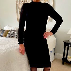 black knit with sheer sleeves